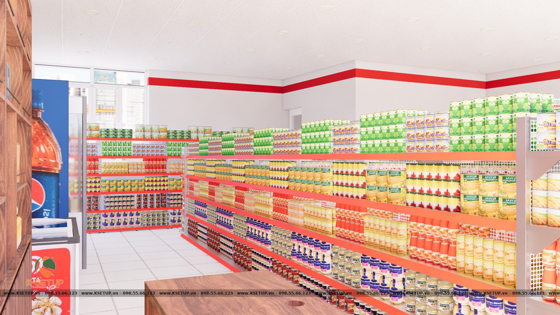 Tất cả không gian trong và ngoài siêu thị đều được thể hiện trên bản thiết kế