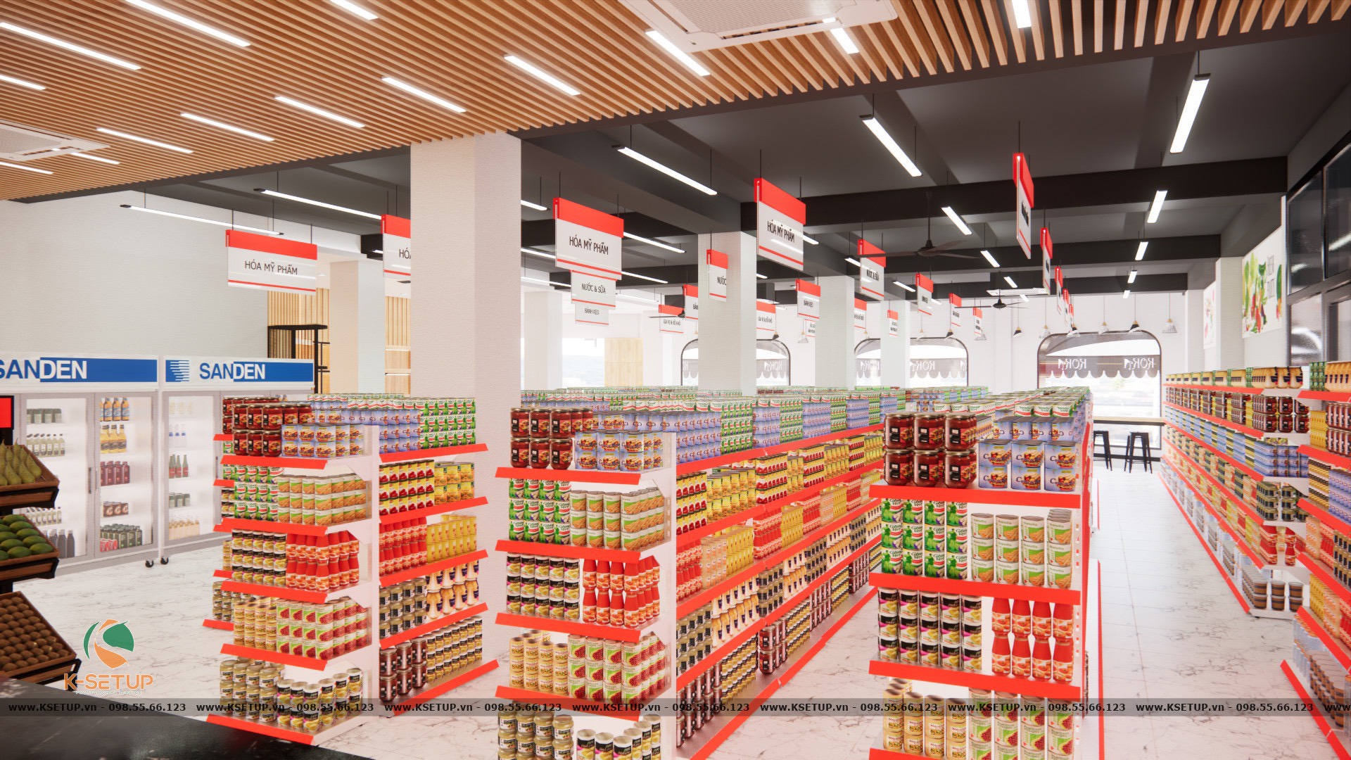 Mô hình 3D để mô phỏng một cách chi tiết không gian của siêu thị.